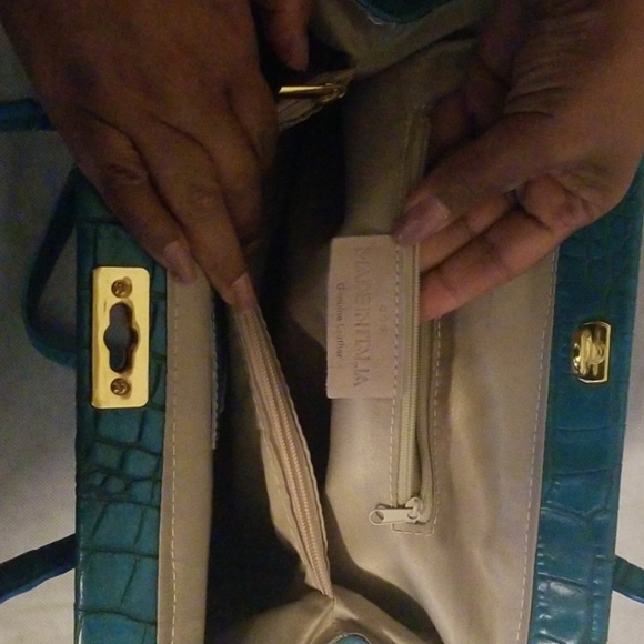 Made in Italia Leather Crocodile  Satchel - Picture 6 of 8